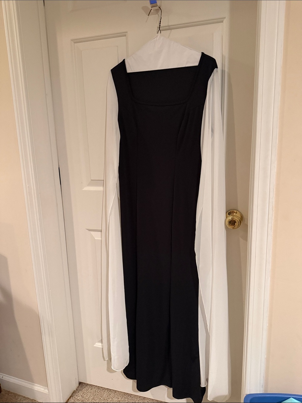 SHEIN Black Maxi Dress with White Draped Sleeves Never worn